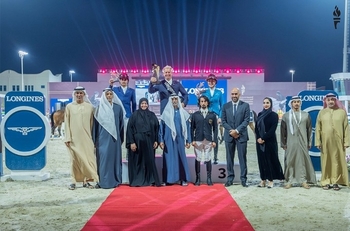 William Funnell marks his return to competition with a win in the feature Grand Prix in Abu Dhabi